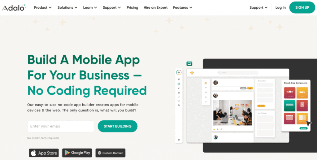 Homepage di Adalo