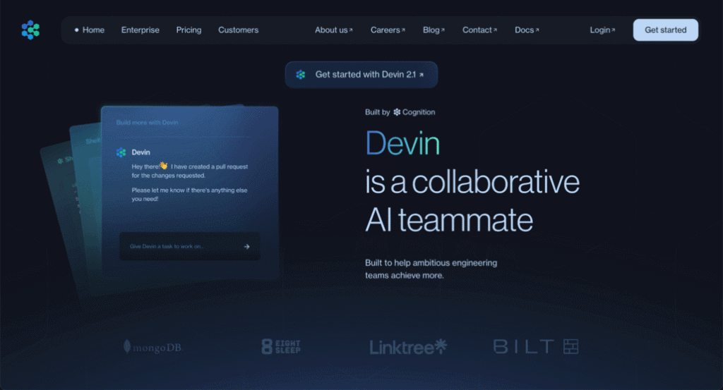 Homepage di Devin AI