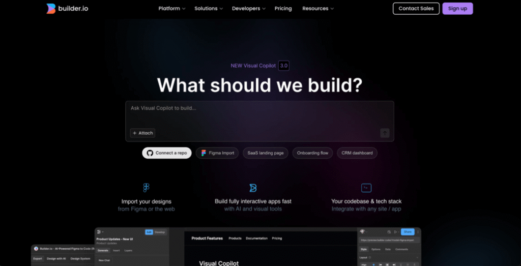 Homepage di Visual Copilot
