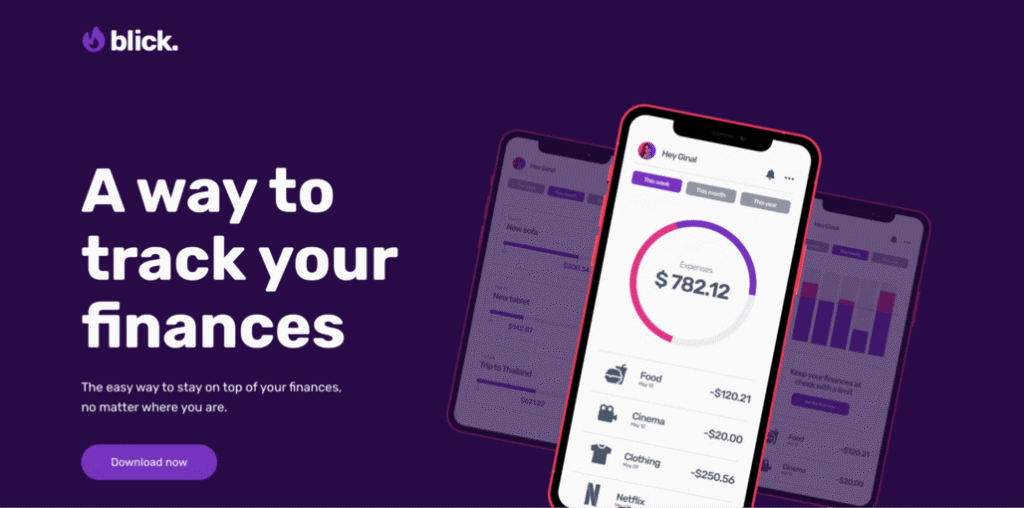 Il template di landing page Blick del website builder di Hostinger