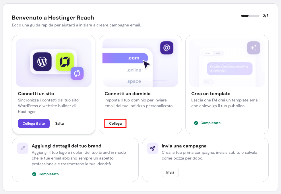 Collega il tuo dominio a Hostinger Reach