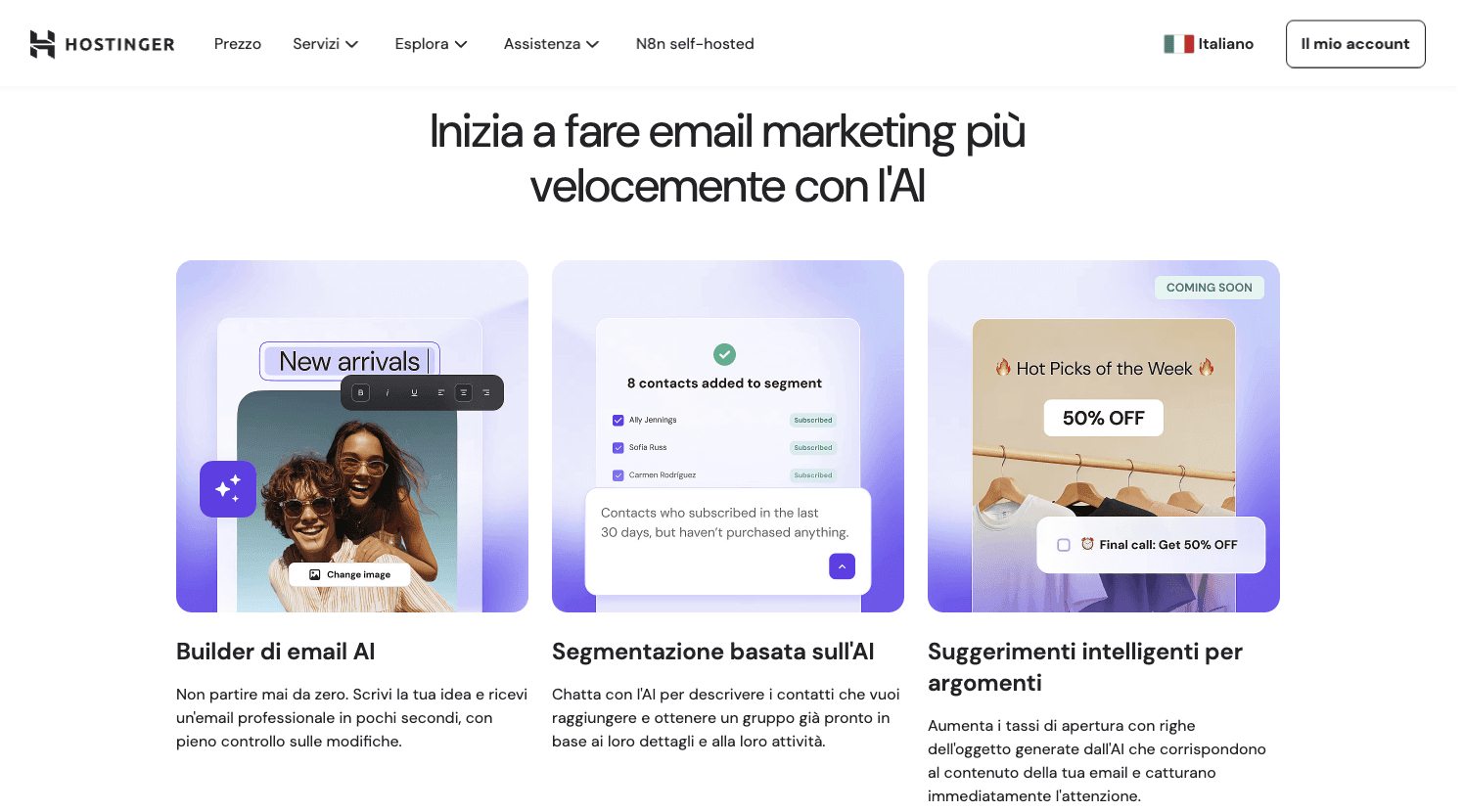 Homepage di Hostinger Reach