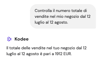 Kodee controlla il numero di vendite di un negozio online su WooCommerce