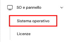 Il menu Sistema operativo nella barra laterale della pagina VPS di hPanel