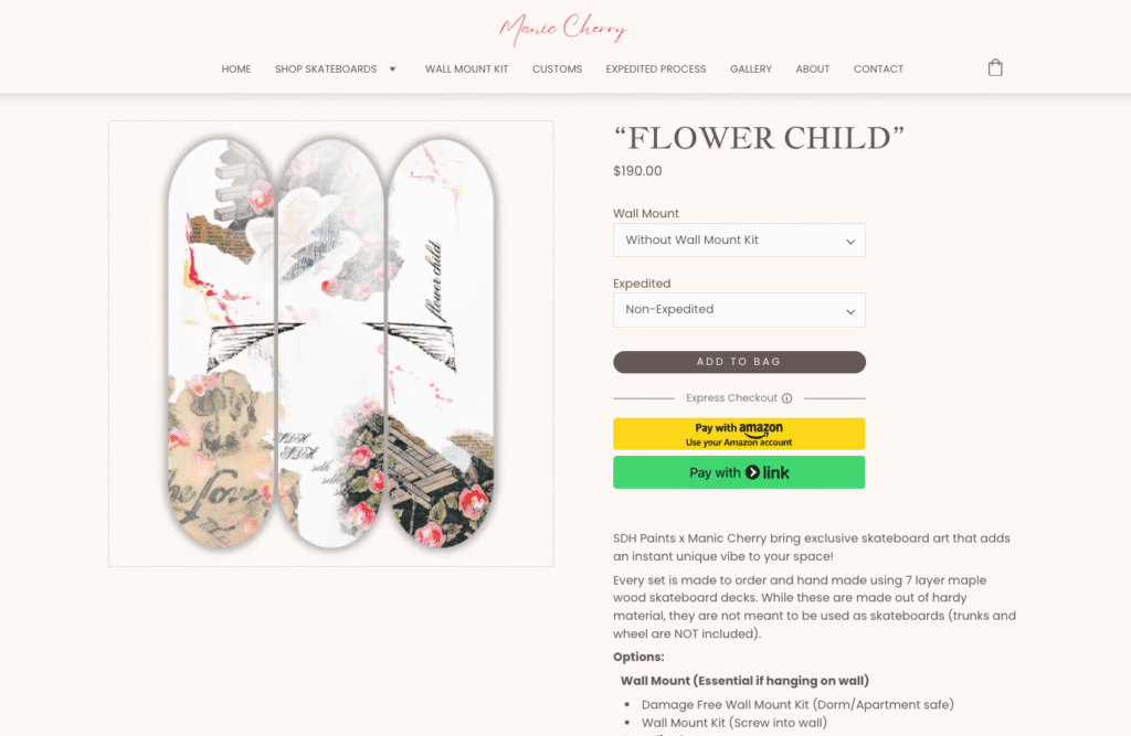 Pagina del prodotto di Manic Cherry