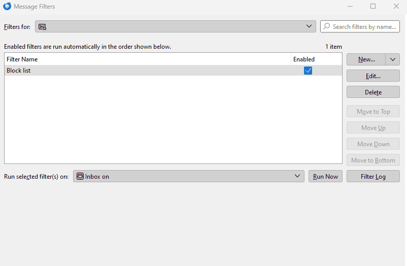 Gestione dei filtri in Thunderbird