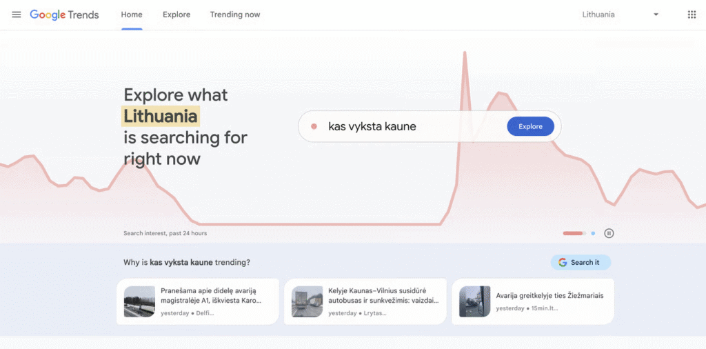 Cos&rsquo;&egrave; il dropshipping - dashboard di Google Trends che mostra l&rsquo;interesse di ricerca in Lituania