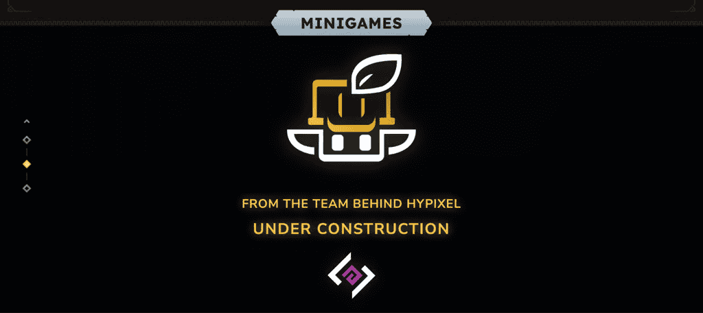 La sezione &ldquo;Minigiochi&rdquo; nella pagina &ldquo;Giochi&rdquo; del sito web di Hytale