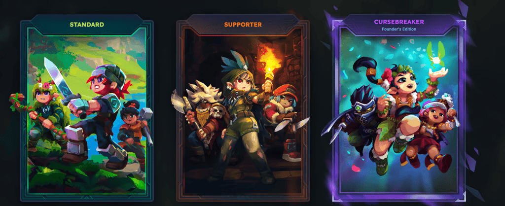 Pagina dei prezzi di Hytale che mostra i livelli tariffari &rdquo;Standard&ldquo;, &lsquo;Supporter&rsquo; e &rdquo;Cursebreaker