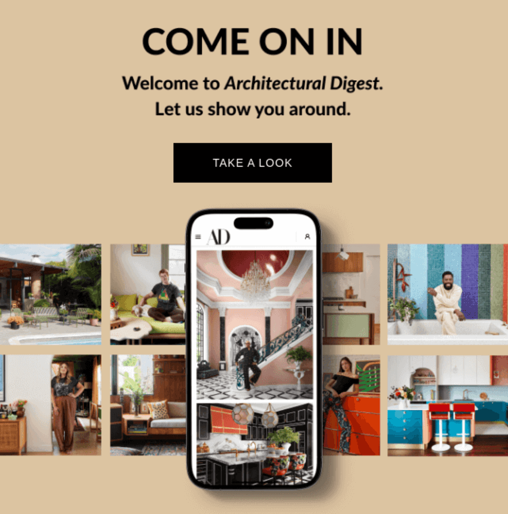 Email di benvenuto di Architectural Digest