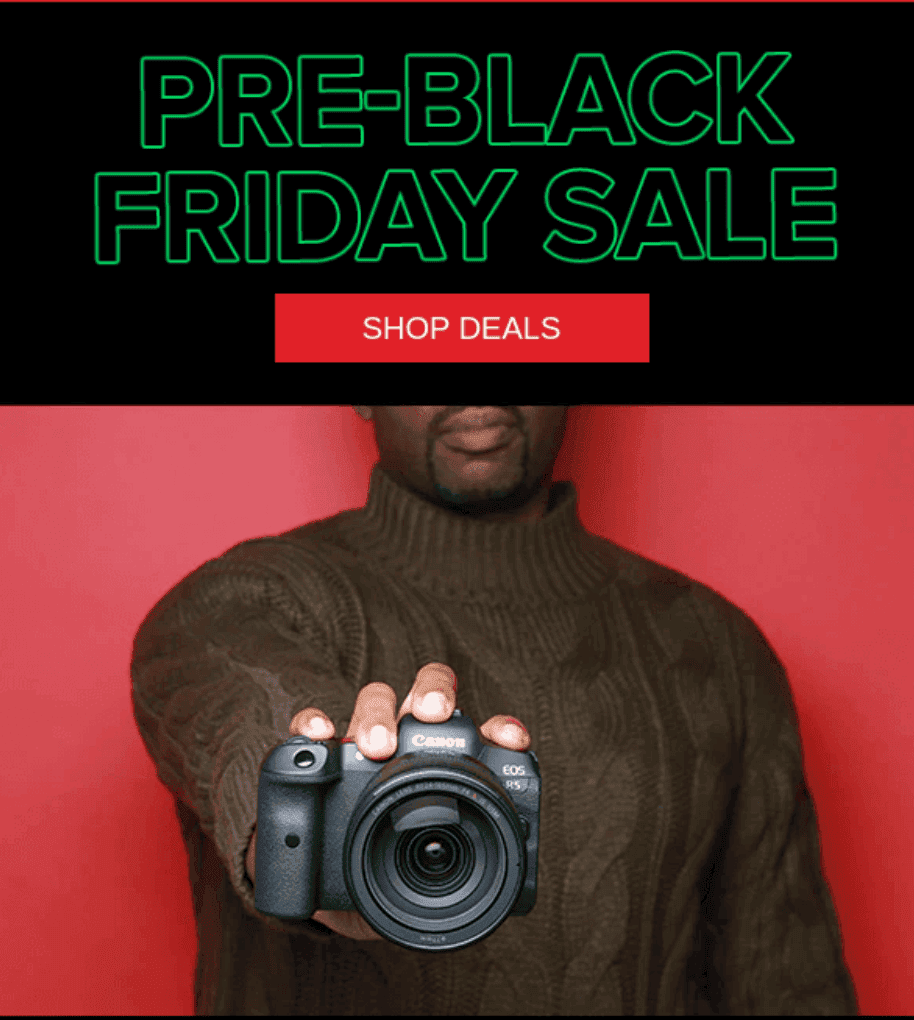 L&rsquo;email pre-Black Friday di Canon
