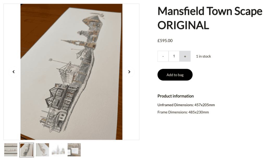 Pagina prodotto di Sam Edwards Art