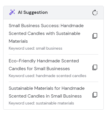 Strumento di AI che suggerisce meta title per siti web sul website builder di Hostinger
