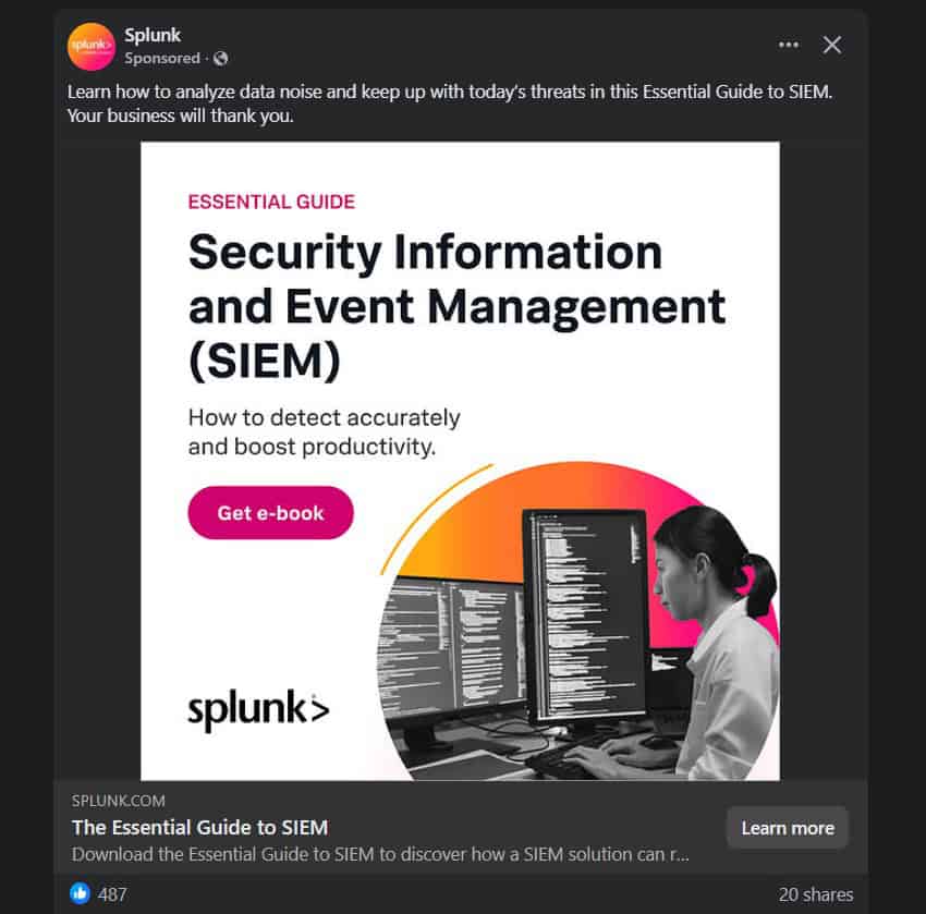 Un esempio di inserzione su Facebook nel feed principale