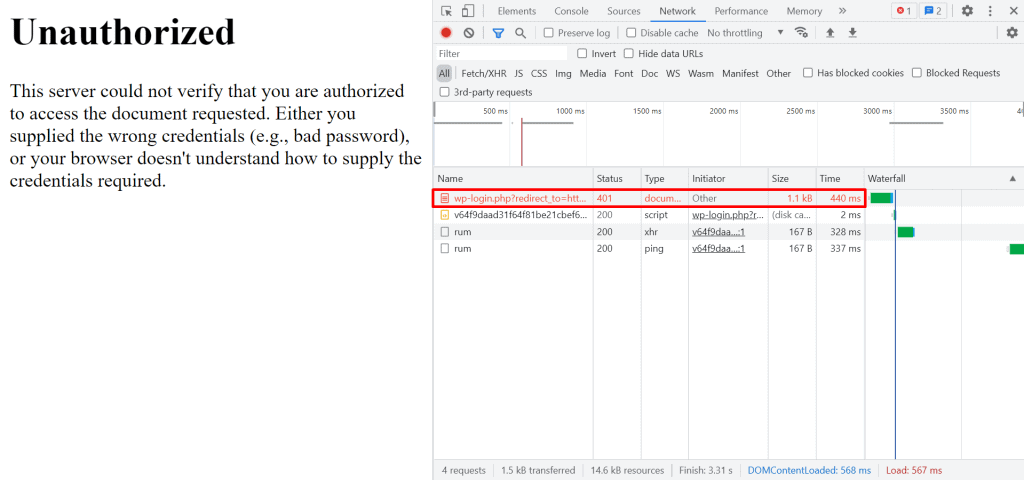 Come controllare l&rsquo;header WWW-Authenticate per individuare la causa dell&rsquo;errore 401.