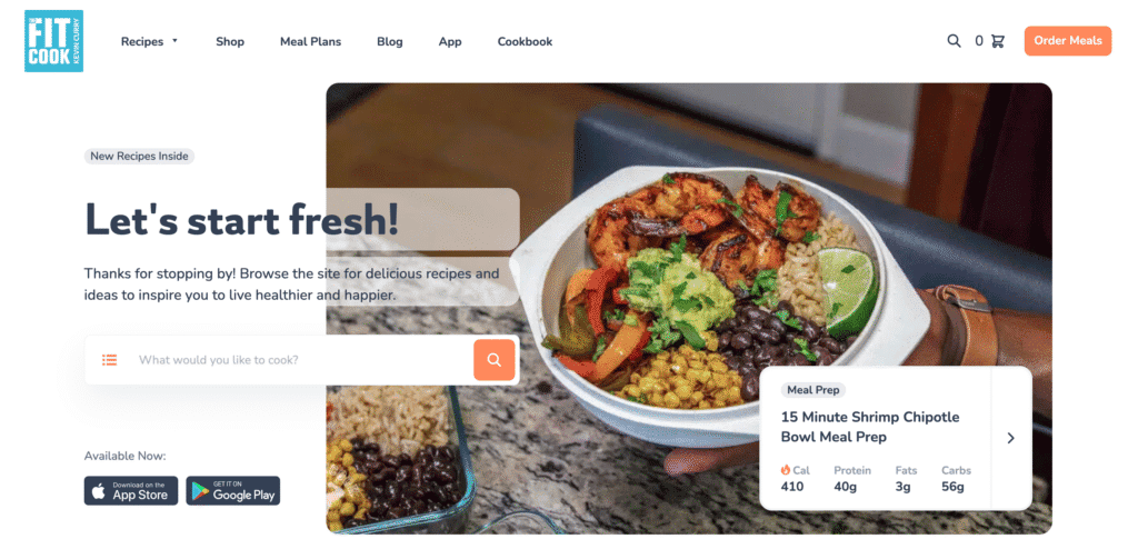 La home page del sito web Fit Men Cook