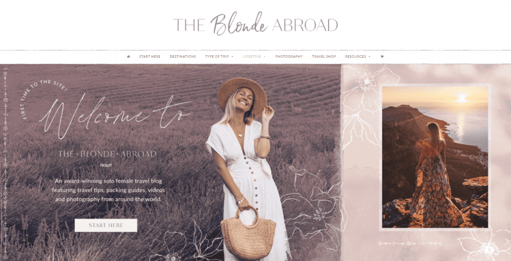 La homepage del sito web The Blonde Abroad.