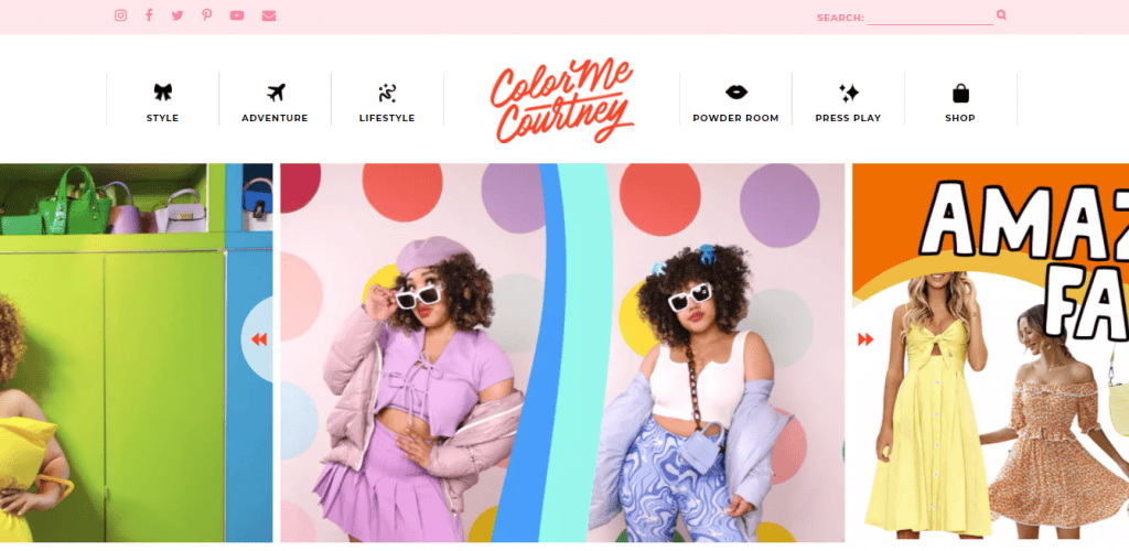 La homepage del sito web Color Me Courtney.