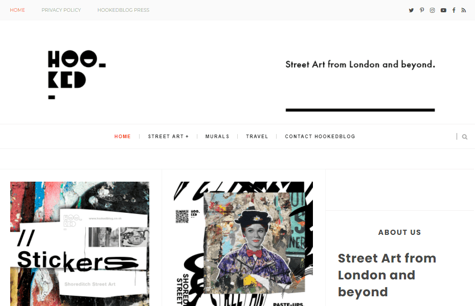 La homepage del blog Hookedblog