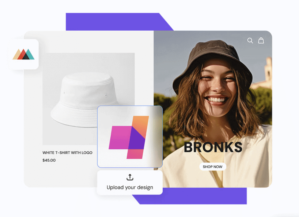 Mockup della collaborazione tra Hostinger e Printful