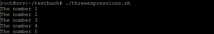 L’output del ciclo for di Bash a tre espressioni