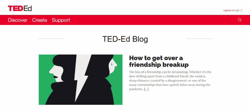 Il blog del sito web TED-Ed.