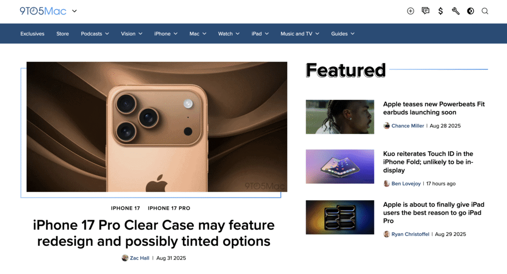 La homepage del blog 9to5Mac