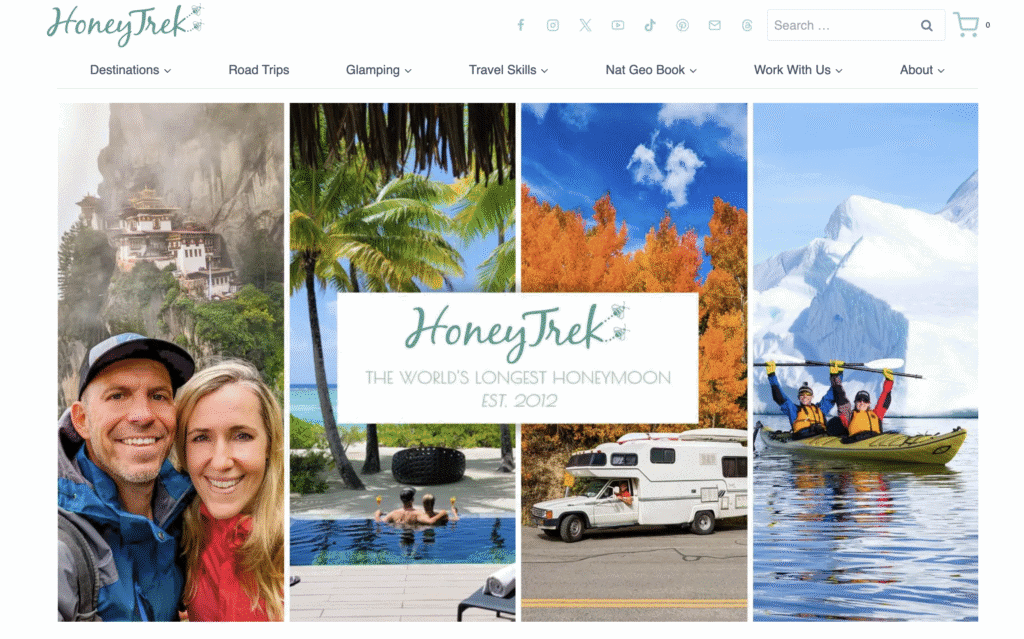 La homepage del sito web HoneyTrek