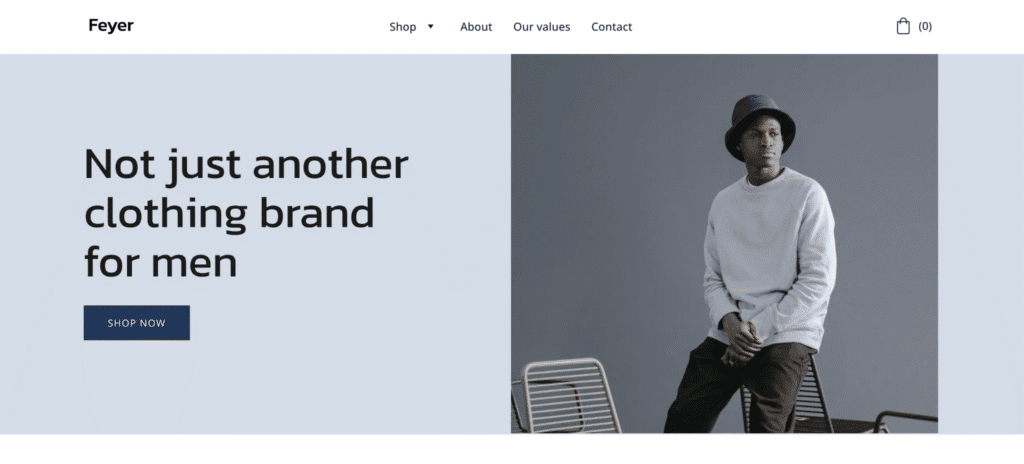 Template per negozio di abbigliamento del website builder di Hostinger