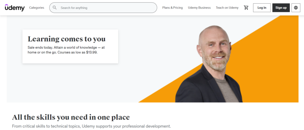 Udemyのホームページ