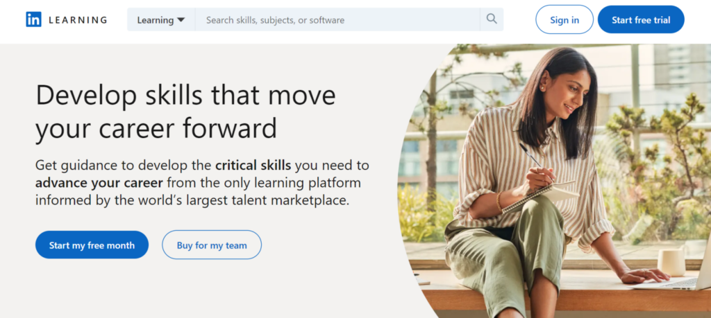 LinkedIn Learningのホームページ