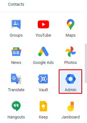 Google Workspaceの管理ボタンを示すスクリーンショット