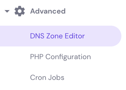 hPanelの「DNSゾーンエディター」ボタン