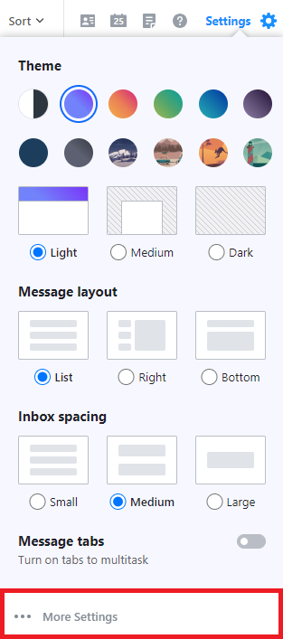 Yahooメールで「その他の設定」を開いている画面