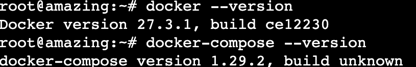 ターミナルがDockerとDocker Composeのバージョンを出力