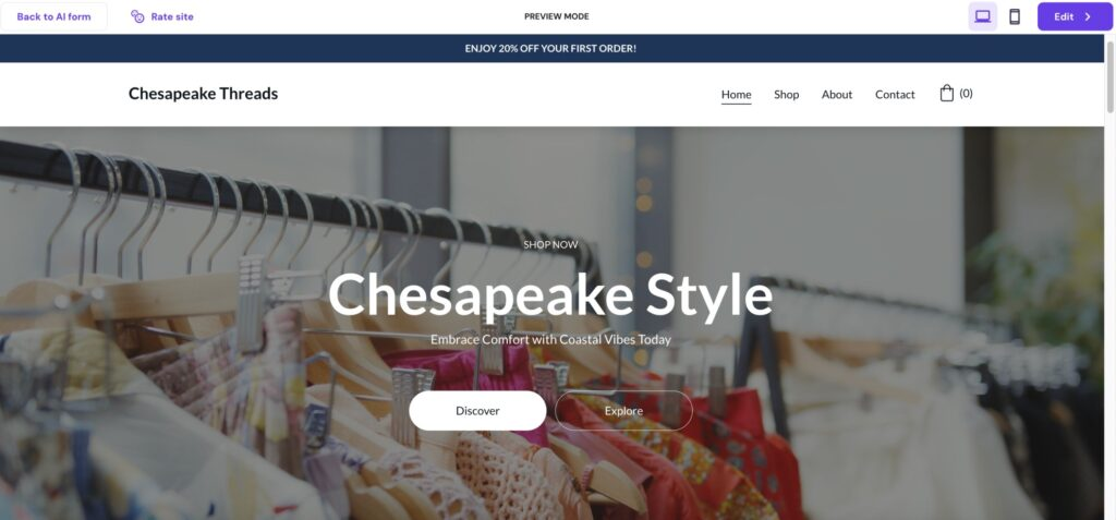 Hostinger AIサイト作成ツールで作成したWebサイトの例