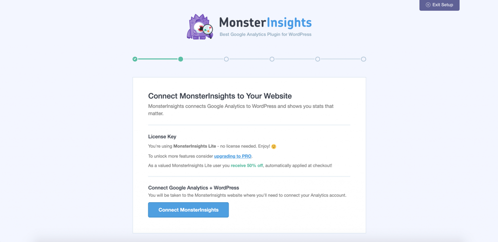 MonsterInsightsをGoogleアナリティクスアカウントに接続