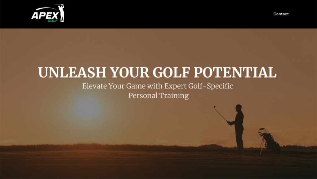 Apex Golfのランディングページ
