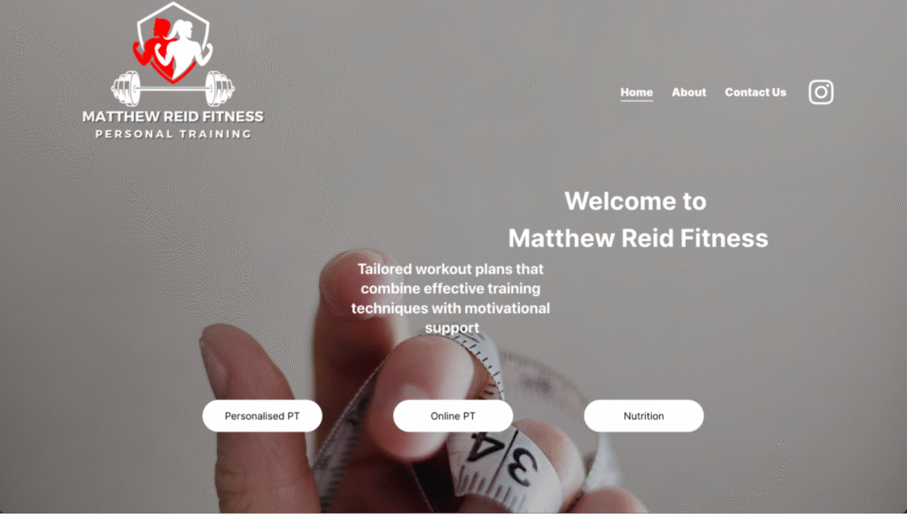 Matthew Reid Fitnessのランディングページ