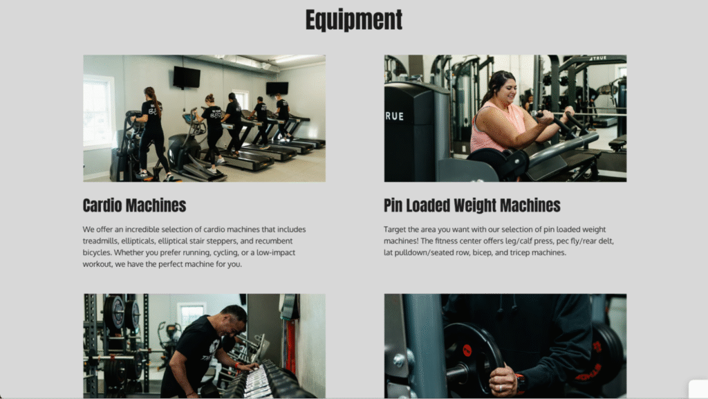 The Grind Fitness Centerのランディングページ