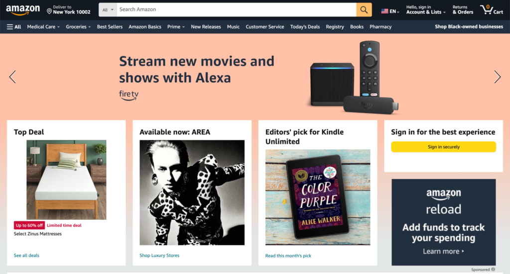 Amazonホームページ