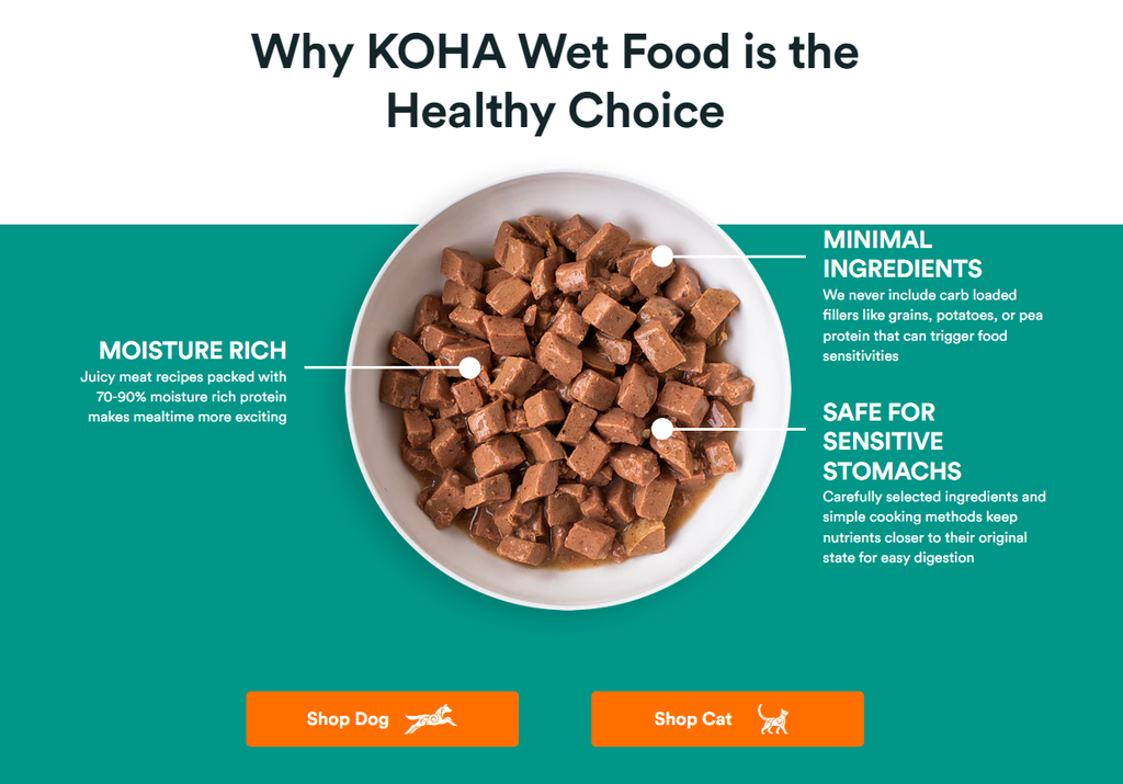 Koha Petが商品メリットを伝えるWebサイト
