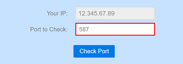 CanYouSeeMe.orgの入力欄。「Port to Check」の入力ボックスが強調