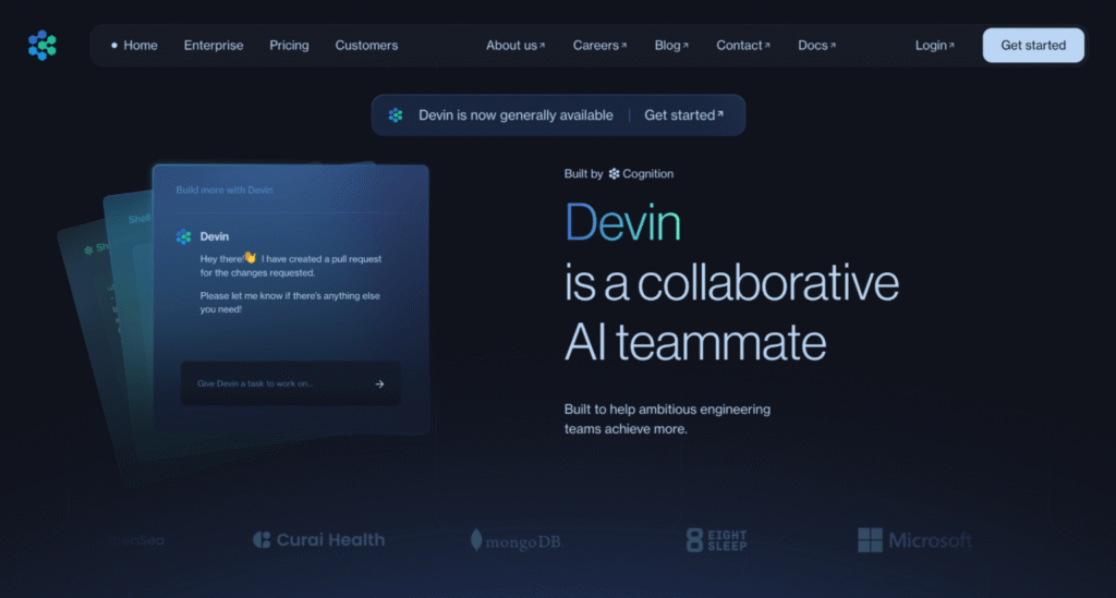 Devin AIのランディングページ