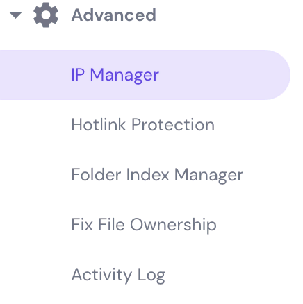 hPanel의 IP 관리자 버튼