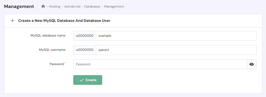 hPanel에서 새 MySQL 데이터베이스 생성하기