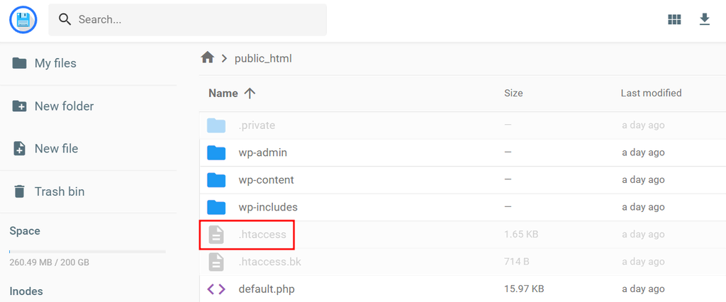 public_html 내 .htaccess 파일