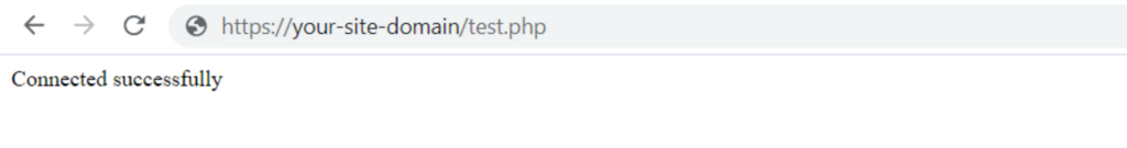 php 테스트 스크립트가 데이터베이스 연결 성공을 나타냄