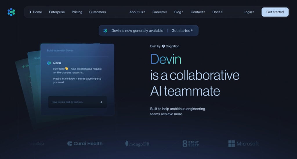 Devin AI 랜딩 페이지