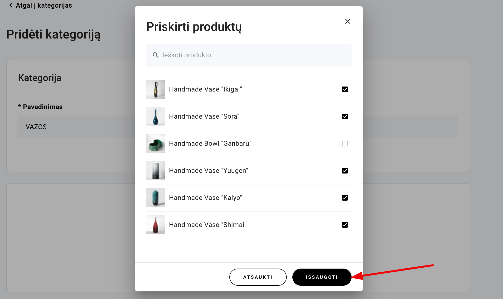 Produktų kategorijos kūrimas Hostinger svetainių kūrimo įrankyje